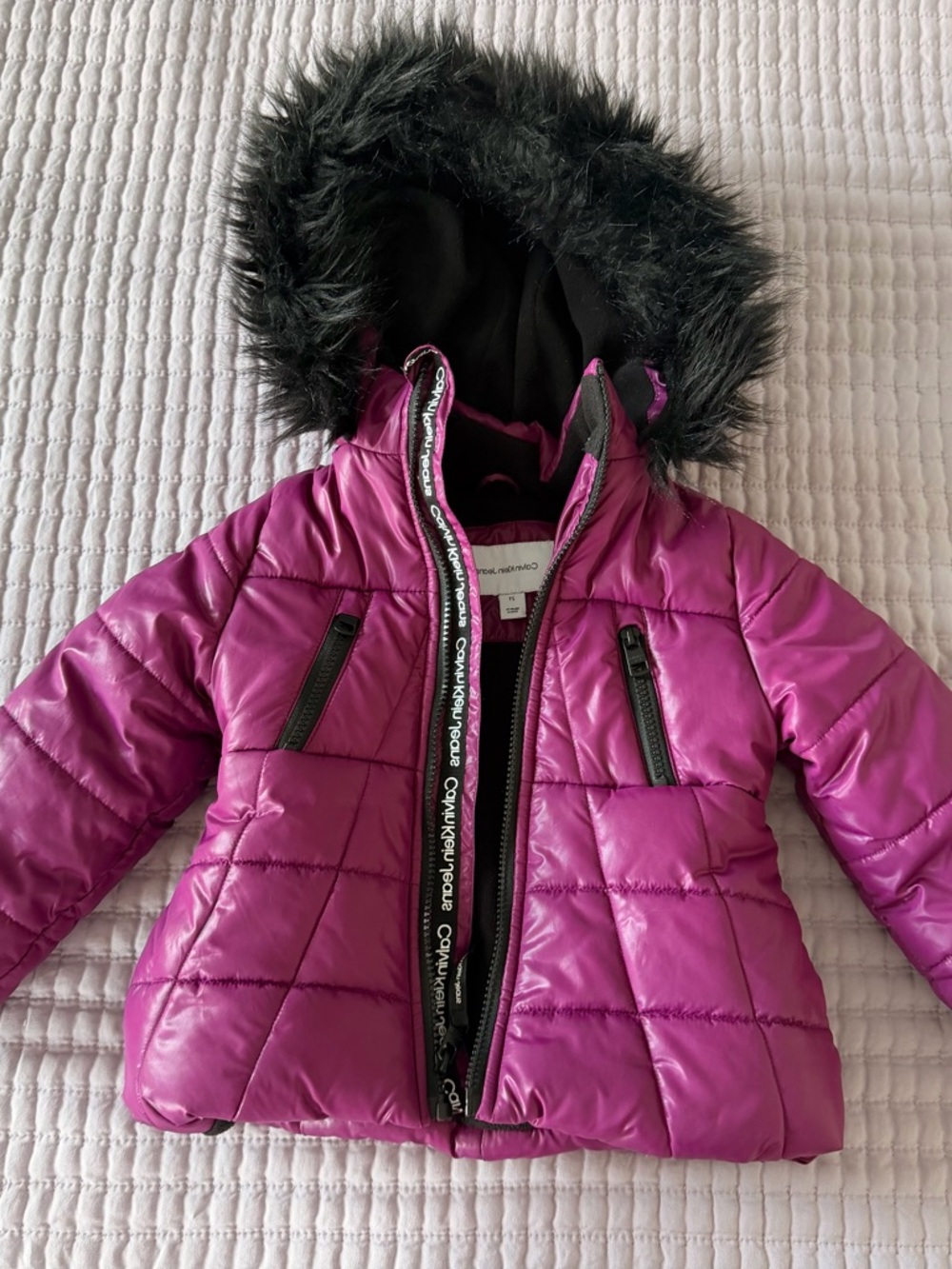 Calvin Klein Jeans Toddler Coat with Fuchsia Trim